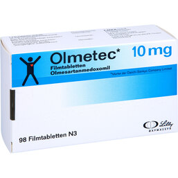 Abbildung: Olmetec 10 mg Filmtabletten 98 St, Filmtabletten PZN 02154859