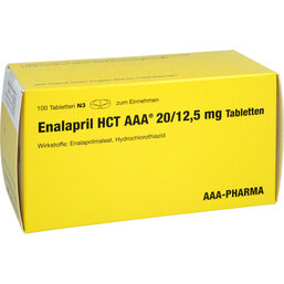 Abbildung: Enalapril HCT AAA Pharma 20 / 12,5 mg Tabletten 100 St, Tabletten PZN 02156516