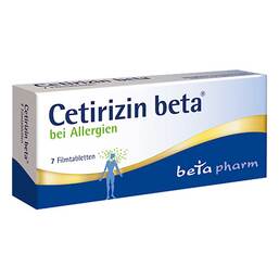 Abbildung: Cetirizin beta® Filmtabletten bei Allergien Filmtabletten, 7 St PZN 02156858