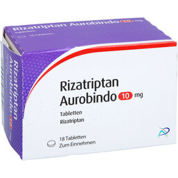 Abbildung: Rizatriptan Aurobindo 10 mg Tabletten 18 St, Tabletten PZN 02160015