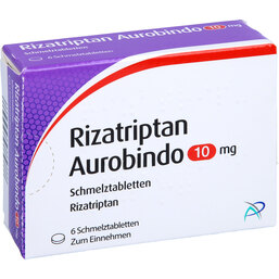 Abbildung: Rizatriptan Aurobindo 10 mg Schmelztabletten 6 St, Schmelztabletten PZN 02160357
