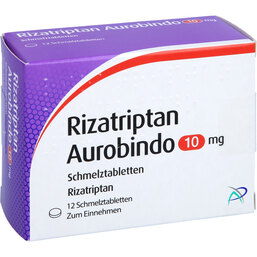 Abbildung: Rizatriptan Aurobindo 10 mg Schmelztabletten 12 St, Schmelztabletten PZN 02160535