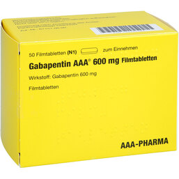 Abbildung: Gabapentin AAA Pharma 600 mg Filmtabletten 50 St, Filmtabletten PZN 02161084