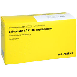 Abbildung: Gabapentin AAA Pharma 600 mg Filmtabletten 200 St, Filmtabletten PZN 02161109