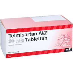 Abbildung: Telmisartan AbZ 20 mg Tabletten 98 St, Tabletten PZN 02179411