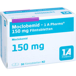 Abbildung: Moclobemid 150 mg 1A Pharma Filmtabletten 50 St, Filmtabletten PZN 02181543