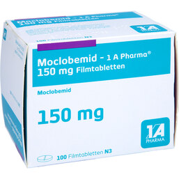 Abbildung: Moclobemid 150 mg 1A Pharma Filmtabletten 100 St, Filmtabletten PZN 02181566