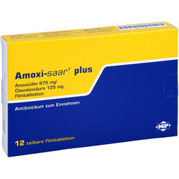 Abbildung: Amoxi-Saar plus Filmtabletten 12 St, Filmtabletten PZN 02200476