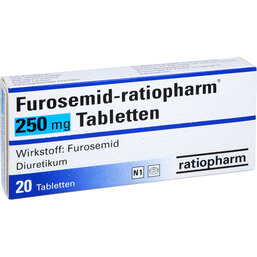 Abbildung: Furosemid ratiopharm 250 mg Tabletten 20 St, Tabletten PZN 02208408