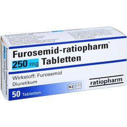 Abbildung: Furosemid ratiopharm 250 mg Tabletten 50 St, Tabletten PZN 02208420
