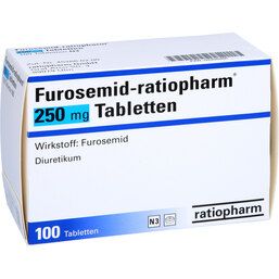 Abbildung: Furosemid ratiopharm 250 mg Tabletten 100 St, Tabletten PZN 02208466