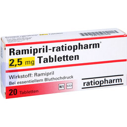 Abbildung: Ramipril ratiopharm 2,5 mg Tabletten 20 St, Tabletten PZN 02223856
