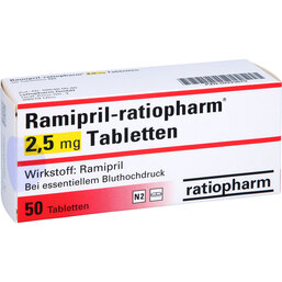 Abbildung: Ramipril ratiopharm 2,5 mg Tabletten 50 St, Tabletten PZN 02223879