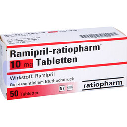 Abbildung: Ramipril ratiopharm 10 mg Tabletten 50 St, Tabletten PZN 02223997