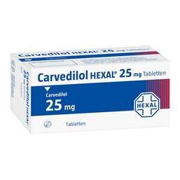Abbildung: Carvedilol Hexal 25 mg Tabletten 30 St, Tabletten PZN 02227021