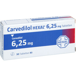 Abbildung: Carvedilol Hexal 6,25 mg Tabletten 30 St, Tabletten PZN 02227127