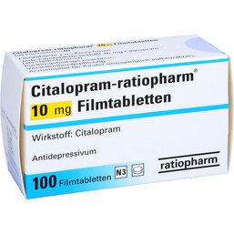 Abbildung: Citalopram ratiopharm 10 mg Filmtabletten 100 St, Filmtabletten PZN 02231028