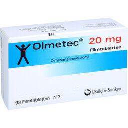 Abbildung: Olmetec 20 mg Filmtabletten 98 St, Filmtabletten PZN 02231212