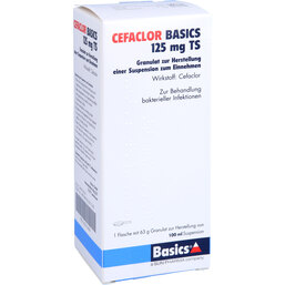 Abbildung: Cefaclor Basics 125 mg TS Granulat z.Suspension-Herstellung 100 ml, Granulat zur Herstellung einer Suspension zum Einnehmen PZN 02231494