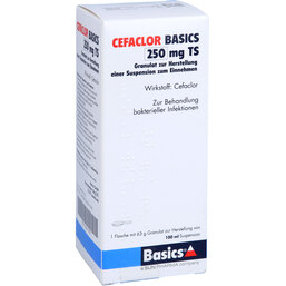 Abbildung: Cefaclor Basics 250 mg TS Granulat z.Suspension-Herstellung 100 ml, Granulat zur Herstellung einer Suspension zum Einnehmen PZN 02231502