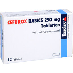 Abbildung: Cefurox Basics 250 mg Tabletten 12 St, Tabletten PZN 02241587