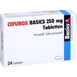 Abbildung: Cefurox Basics 250 mg Tabletten 24 St, Tabletten PZN 02241593