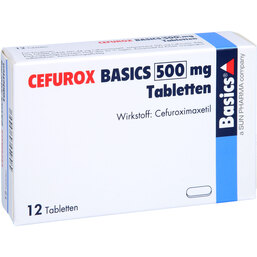Abbildung: Cefurox Basics 500 mg Tabletten 12 St, Tabletten PZN 02242049