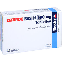 Abbildung: Cefurox Basics 500 mg Tabletten 24 St, Tabletten PZN 02242061