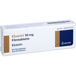 Abbildung: Ebastel 10 mg Filmtabletten 50 St, Filmtabletten PZN 02249637