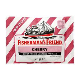 Abbildung: Fishermans Friend Cherry ohne Zucker Pastillen 25 g, Pastillen PZN 02251893