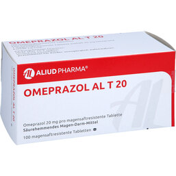 Abbildung: Omeprazol AL T 20 magensaftresistente Tabletten 100 St, Tabletten magensaftresistent PZN 02253001