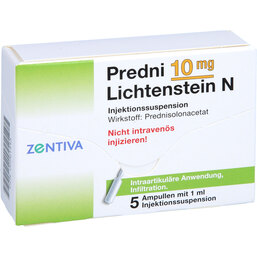 Abbildung: Predni 10 mg Lichtenst.N Kristallsuspension Ampullen 5X1 ml, Ampullen PZN 02261443