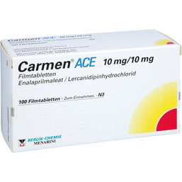 Abbildung: Carmen ACE 10 mg / 10 mg Filmtabletten 100 St, Filmtabletten PZN 02297694