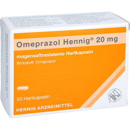 Abbildung: Omeprazol Hennig 20 mg magensaftresistent Hartkapseln 50 St, Kapseln magensaftresistent PZN 02331267