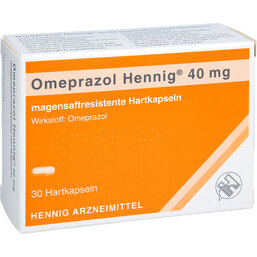 Abbildung: Omeprazol Hennig 40 mg magensaftresistent Hartkapseln 30 St, Kapseln magensaftresistent PZN 02331310