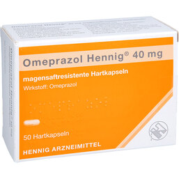 Abbildung: Omeprazol Hennig 40 mg magensaftresistent Hartkapseln 50 St, Kapseln magensaftresistent PZN 02331327