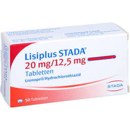 Abbildung: Lisiplus STADA 20 mg / 12,5 mg Tabletten 50 St, Tabletten PZN 02332539