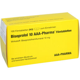 Abbildung: Bisoprolol 10 mg AAA Pharma Filmtabletten 100 St, Filmtabletten PZN 02344063