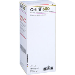 Abbildung: Orfiril 600 magensaftresistente Dragees 100 St, Dragees magensaftresistent PZN 02361021