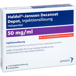 Abbildung: Haldol Janssen Decanoat 50 mg / ml Ampullen 5X1 ml, Injektionslösung PZN 02376703