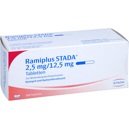 Abbildung: Ramiplus STADA 2,5 mg / 12,5 mg Tabletten 100 St, Tabletten PZN 02378978