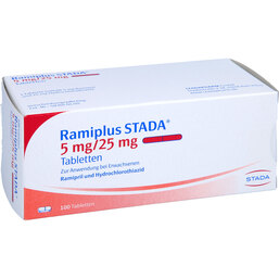 Abbildung: Ramiplus STADA 5 mg / 25 mg Tabletten 100 St, Tabletten PZN 02379015