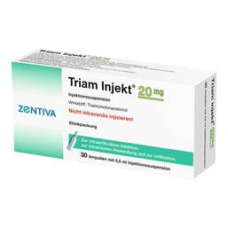 Abbildung: Triam Injekt 20 mg Kristallsuspension in Ampullen 30X0.5 ml, Ampullen PZN 02395020
