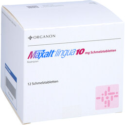 Abbildung: Maxalt lingua 10 mg Schmelztabletten 12 St, Schmelztabletten PZN 02404262