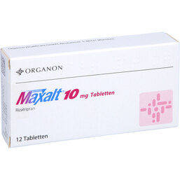 Abbildung: Maxalt 10 mg Tabletten 12 St, Tabletten PZN 02404374