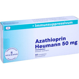Abbildung: Azathioprin Heumann 50 mg Filmtabletten 50 St, Filmtabletten PZN 02407378