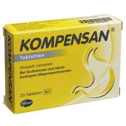 Abbildung: KOMPENSAN® 340mg Tabletten – Bei Sodbrennen  20 St, Tabletten PZN 02416609