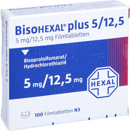 Abbildung: Bisohexal plus 5 / 12,5 Filmtabletten 100 St, Filmtabletten PZN 02426625