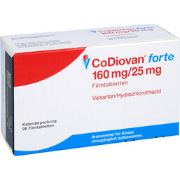 Abbildung: Codiovan forte 160 mg / 25 mg Filmtabletten 98 St, Filmtabletten PZN 02428966