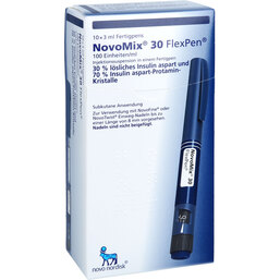 Abbildung: Novomix 30 Flexpen Injektionssuspension in einem Fertigpen 10X3 ml, Injektionssuspension PZN 02430182